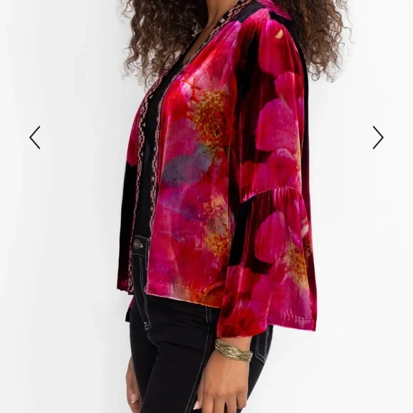 Johnny Was RUFFLE SLEEVE VELVET BOLERO - Picture 2 of 6